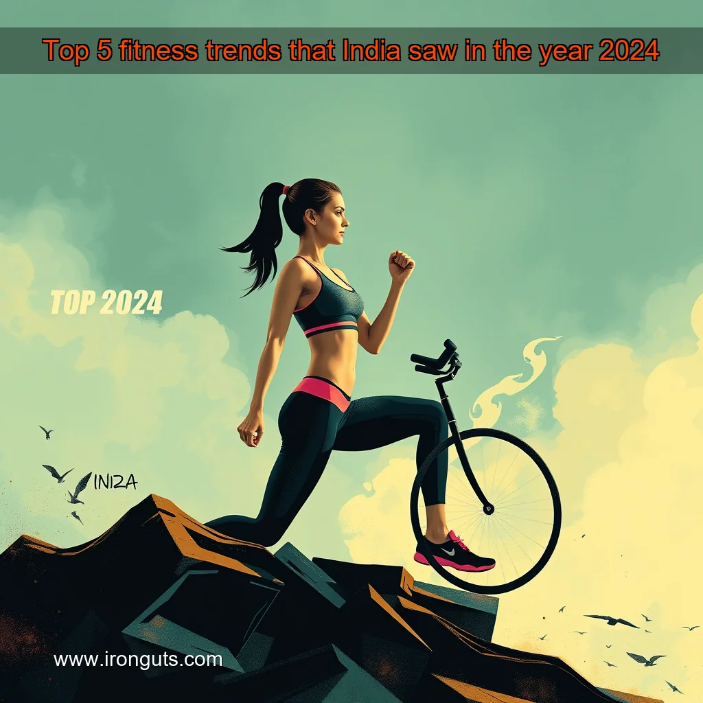 Artistic representation for Top 5 fitness trends that India saw in the year 2024
