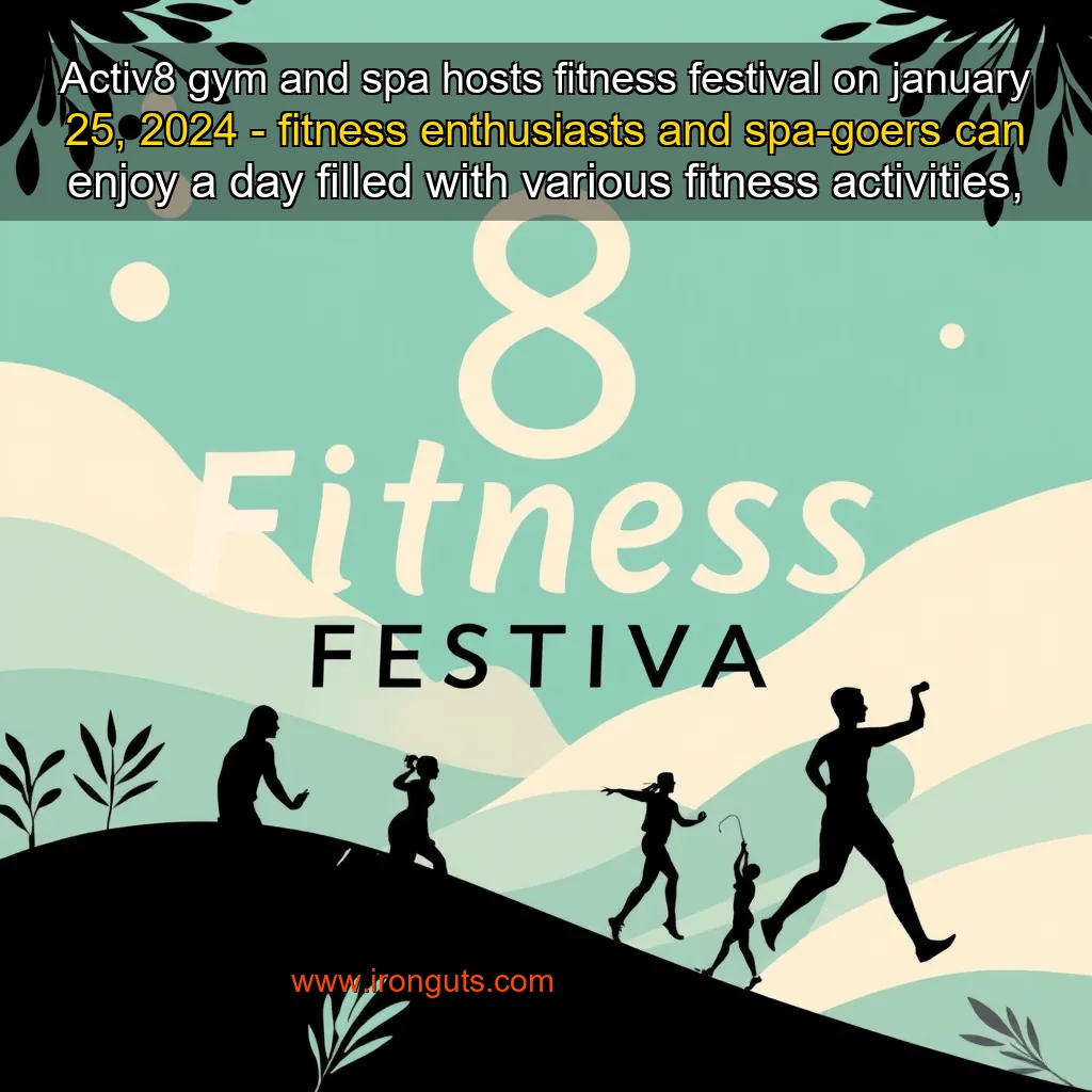 Artistic representation for Activ8 gym and spa hosts fitness festival on january 25, 2024 - fitness enthusiasts and spa-goers can enjoy a day filled with various fitness activities, health seminars, and relaxation treatments at activ8 gym and spa.