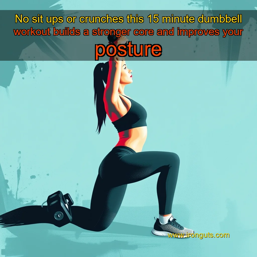 Artistic representation for No sit ups or crunches this 15 minute dumbbell workout builds a stronger core and improves your posture