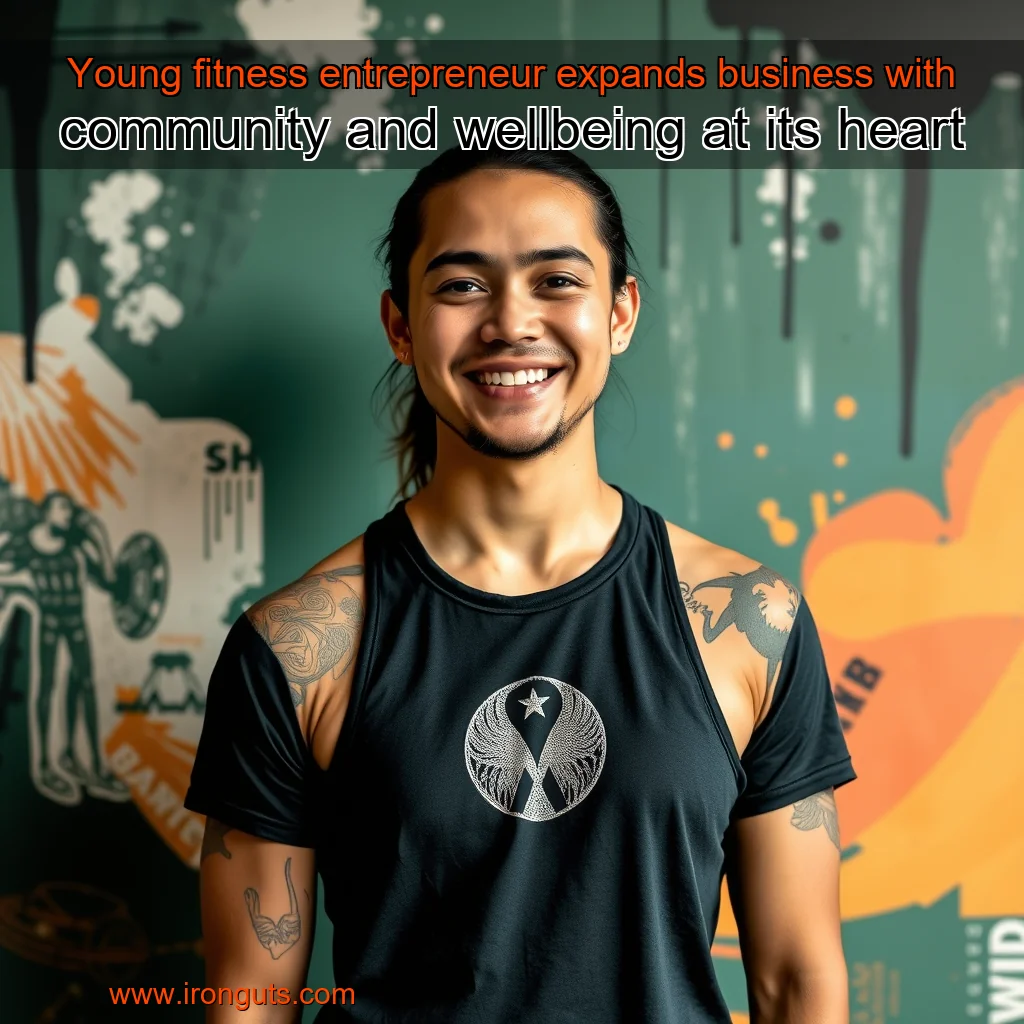 Artistic representation for Young fitness entrepreneur expands business with community and wellbeing at its heart