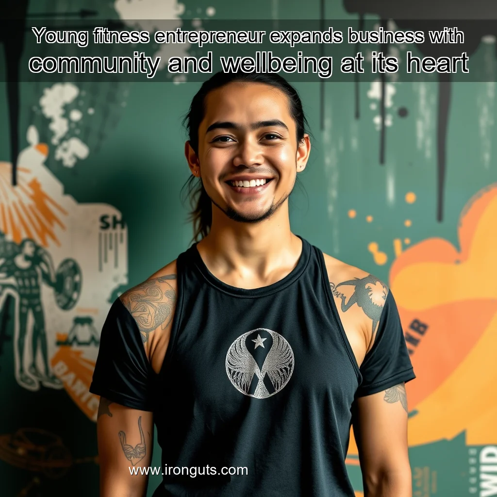 Artistic representation for Young fitness entrepreneur expands business with community and wellbeing at its heart