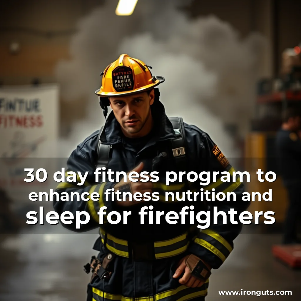 Artistic representation for 30 day fitness program to enhance fitness nutrition and sleep for firefighters